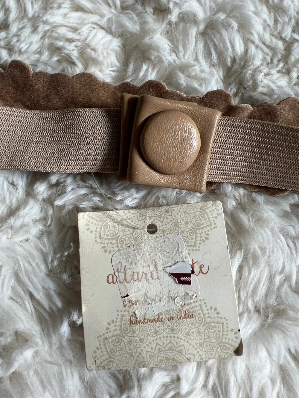NWT | Altar'd State Crystal Floral Embellished Belt in Ivory and Gold, Size L